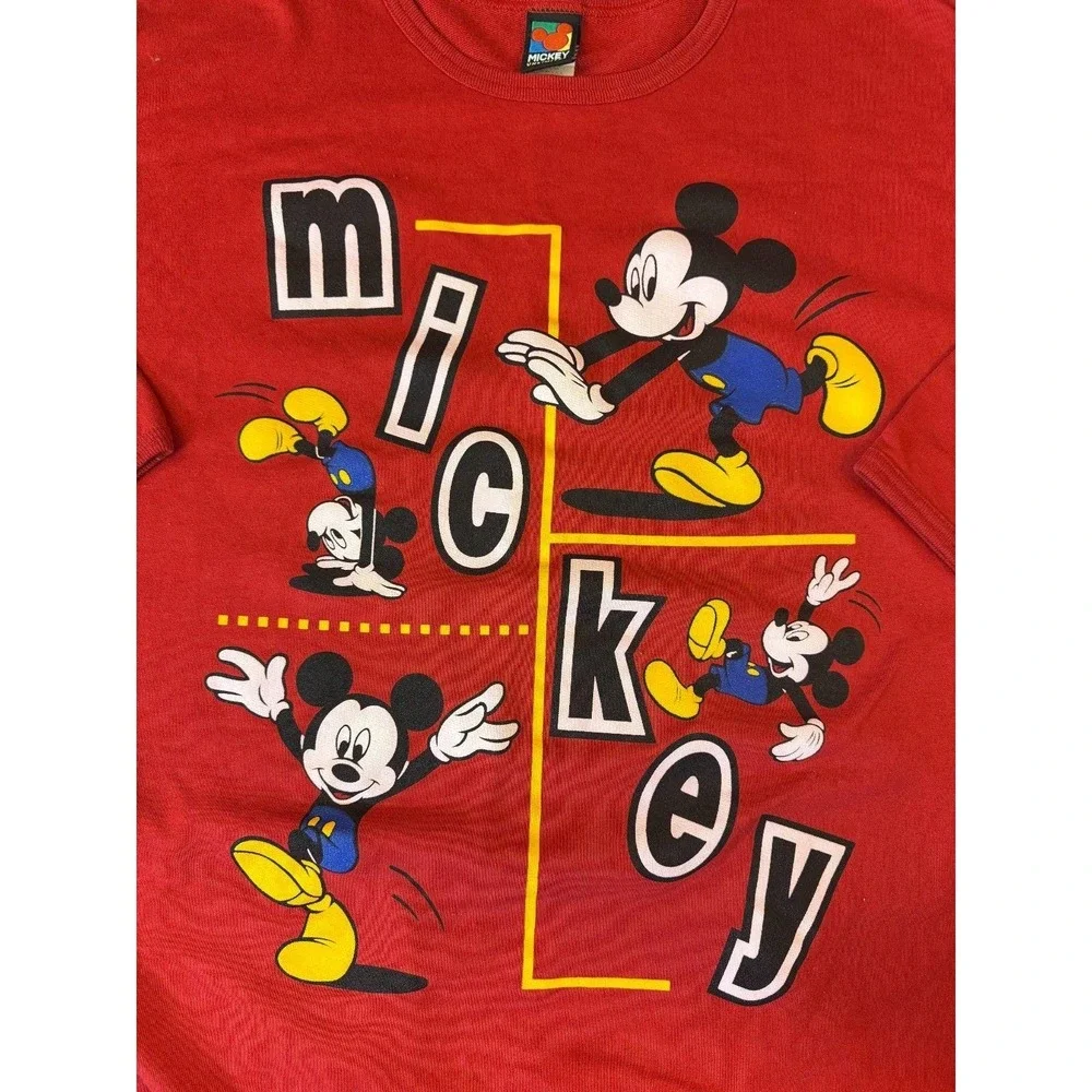 Vintage Mickey Unlimited 2X Red Graphic Oversized Sweater Long Sleeved Shirt Y2K